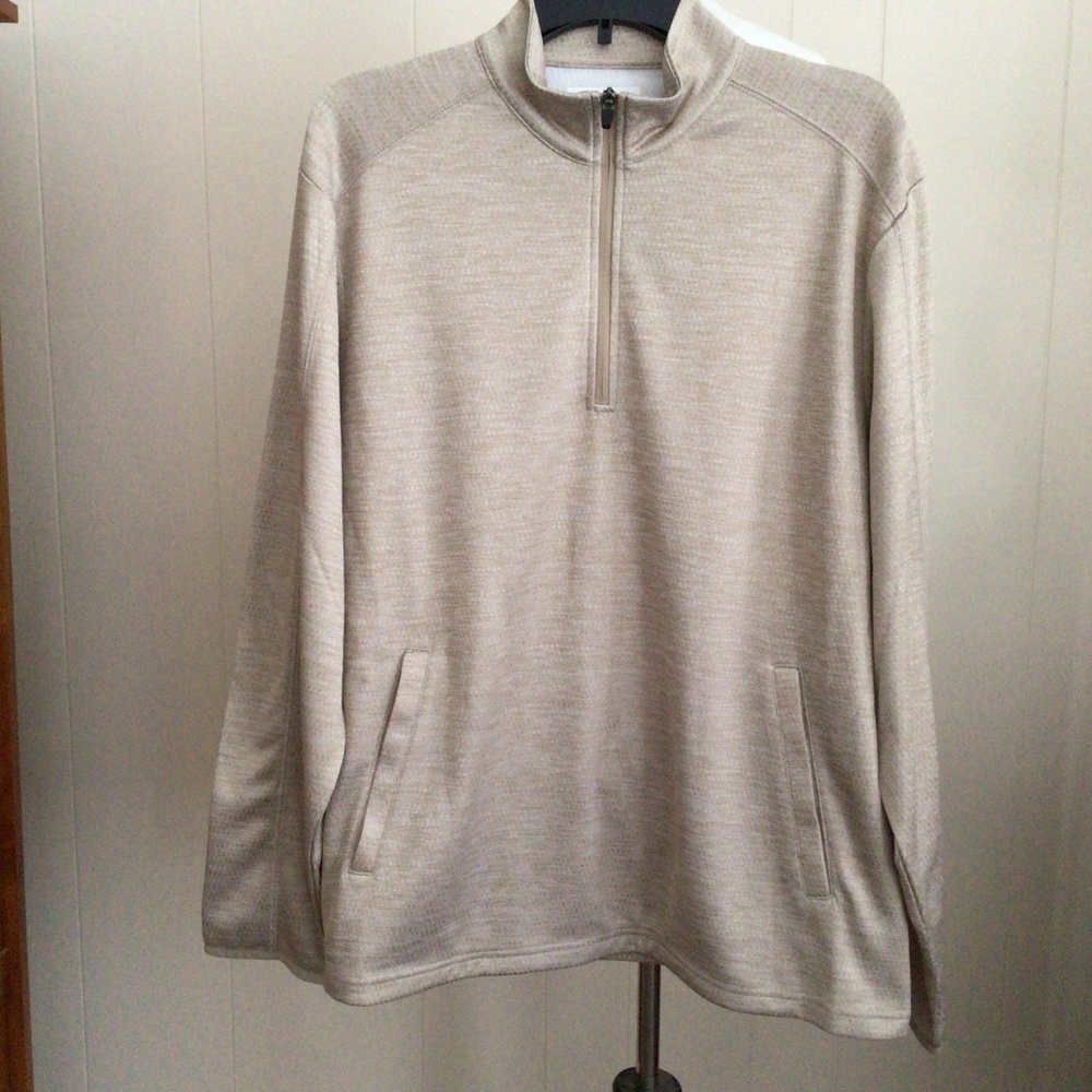 MENS GRANDSLAM GEO FLEECE QUARTER ZIP GOLF FLEECE JACKET - MEDIUM - KHAKI -NWT